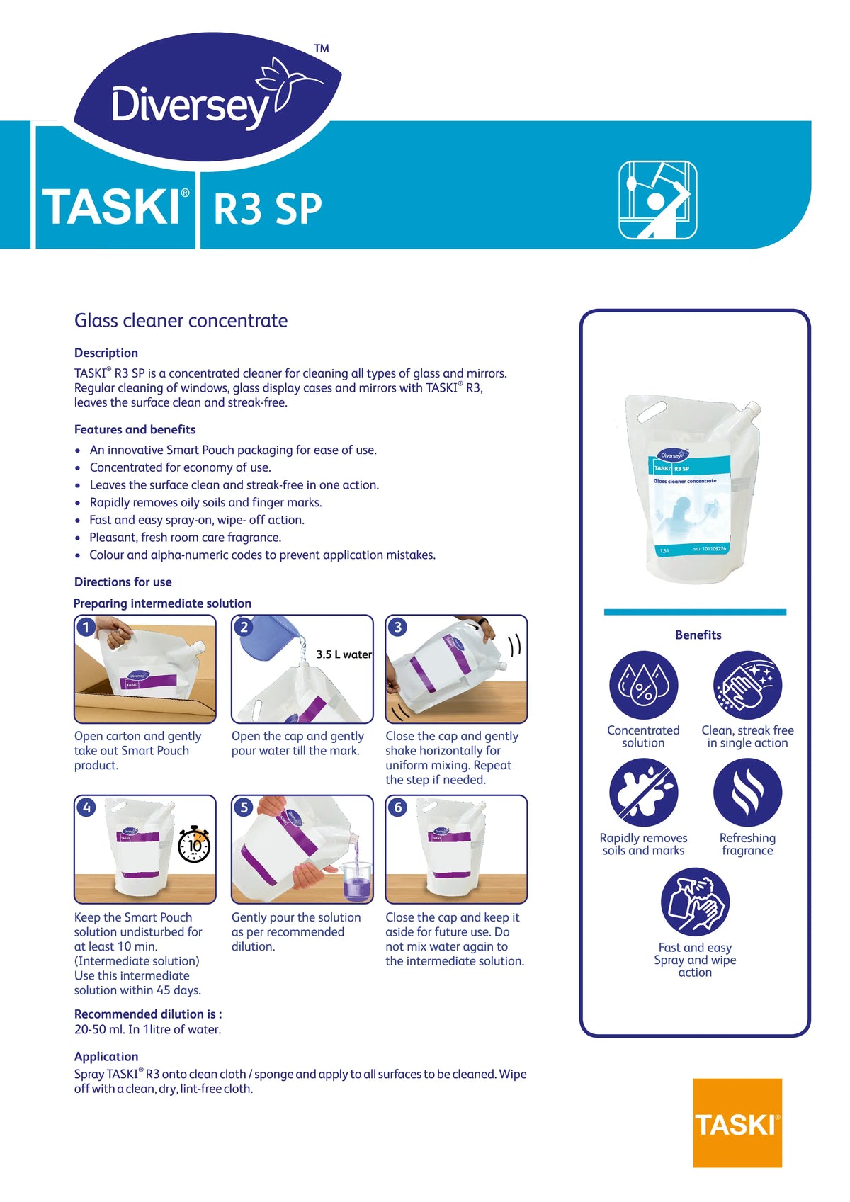 Taski R3 – Glass Cleaner Concentrate (5L)