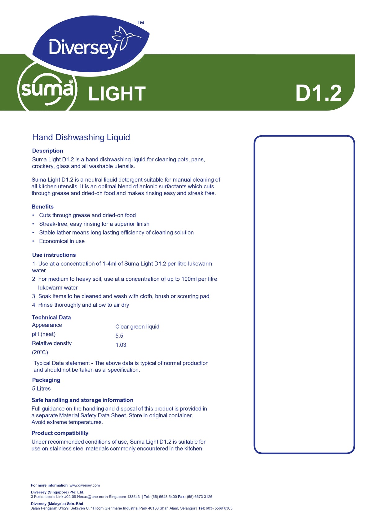 Suma Light D1.2 – Sink Detergent (5L)
