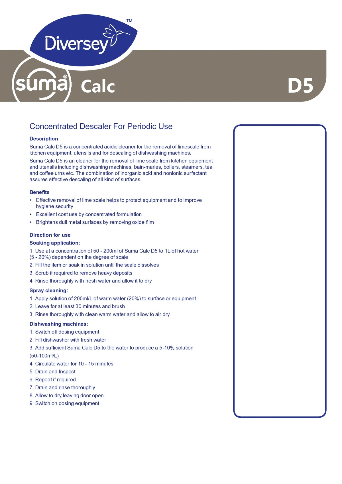 Suma CALC D5 – Descaler / Limescale Remover (5L)
