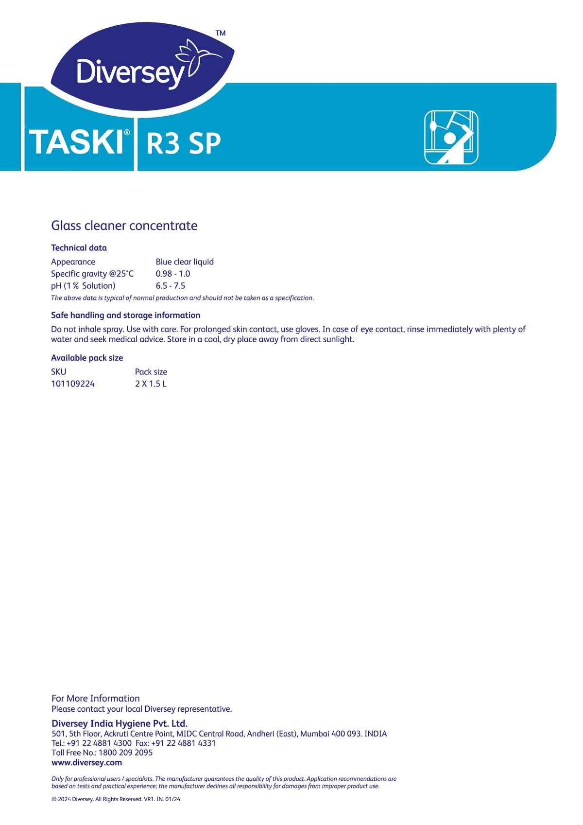 Taski R3 – Glass Cleaner Concentrate (5L)