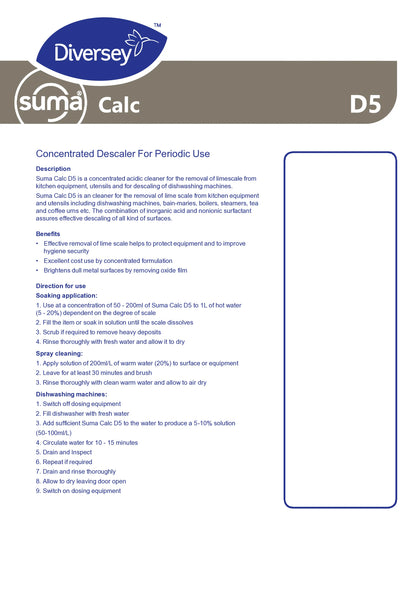Suma CALC D5 – Descaler / Limescale Remover (5L)